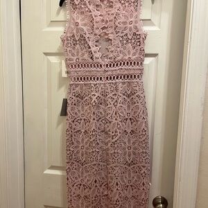SAYLOR Pink Lace Midi Dress